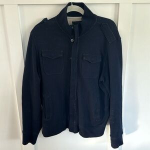 Men's Banana Republic Navy Wool Blend Military Sweater Jacket Zip Size Medium